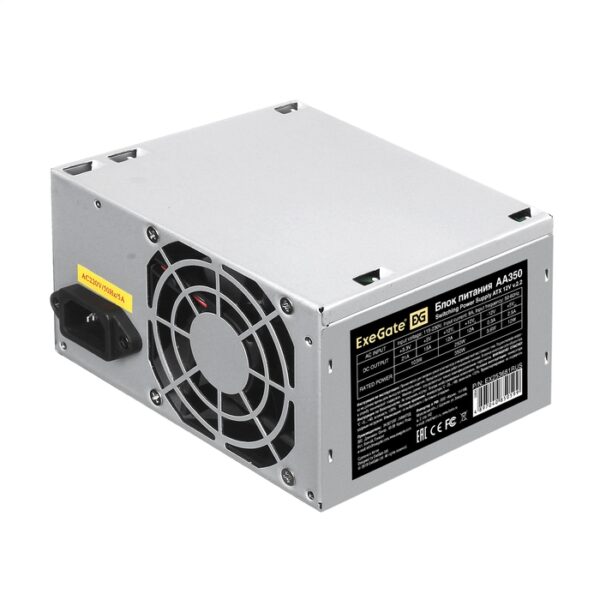 PSU EXEGATE 400W AA400 ATX, 80mm fan, 24+4pin/2*SATA/1*Molex OEM Блок питания