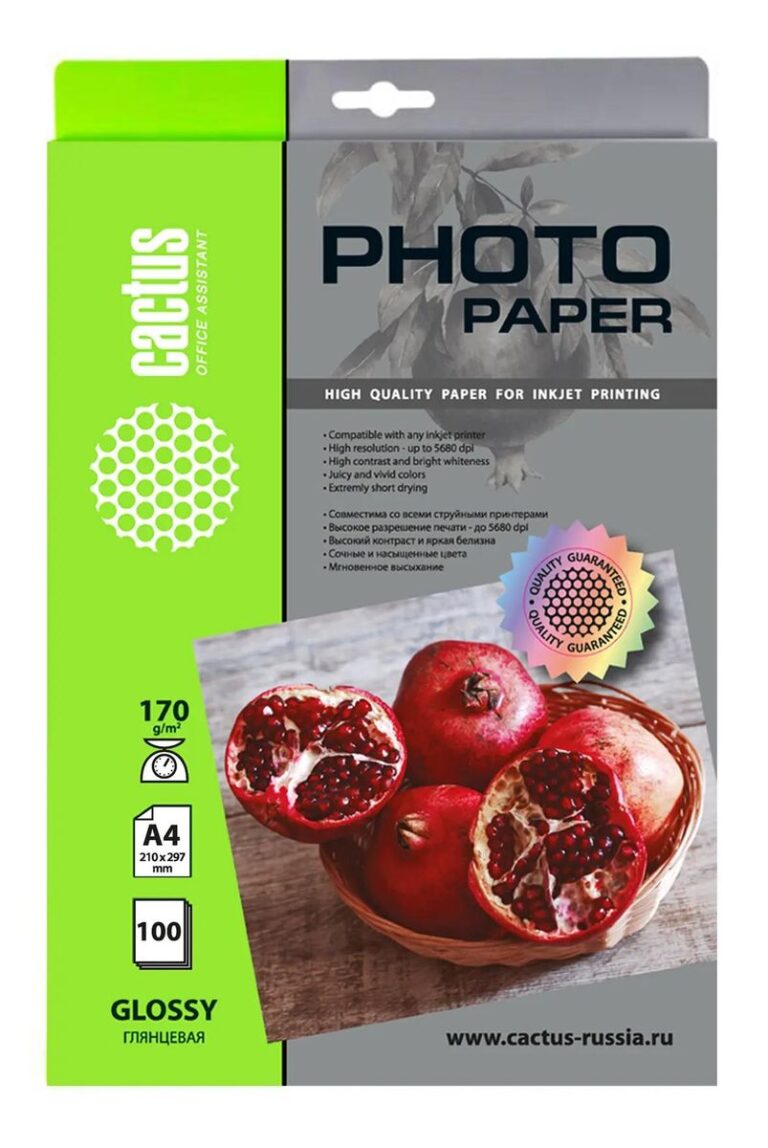 Cactus CS-GA4170100 A4/170г/м2/100л./белый глянцевая Фотобумага для струйной печати