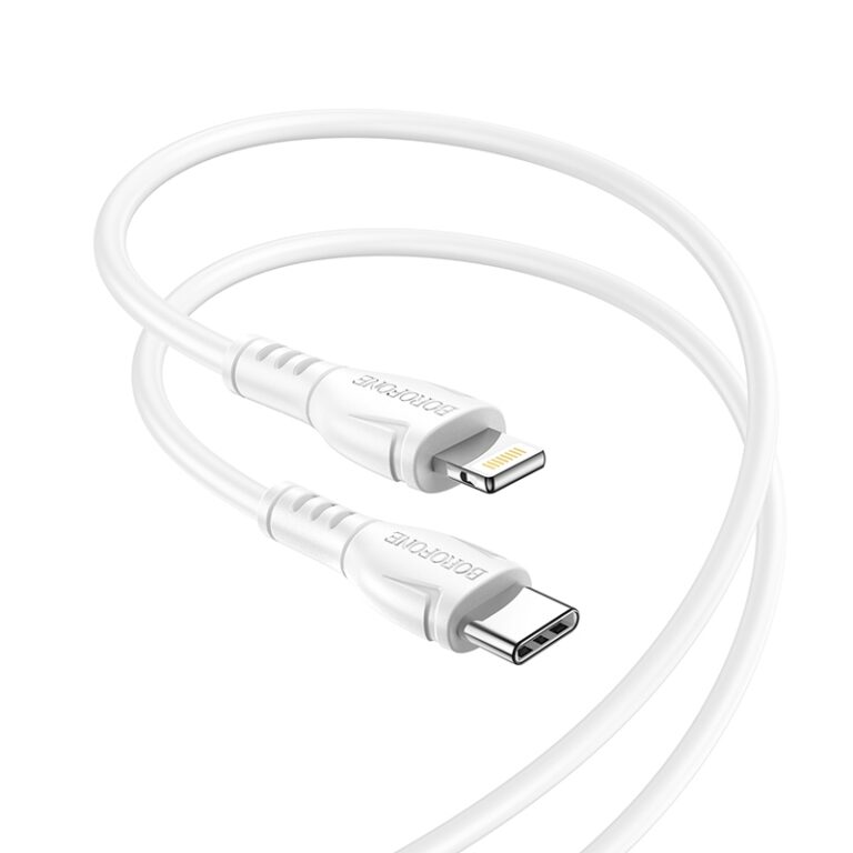 Кабель Type-C-Lightning, 1.0м,  для зарядки и передачи данных, белый, (BX51)  BOROFONE 3.0A, ПВХ (PV