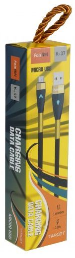 Кабель USB-microUSB, 1.0м, для зарядки и передачи данных, чёрный, (К-37) FAISON 2.0A, тканевая опл