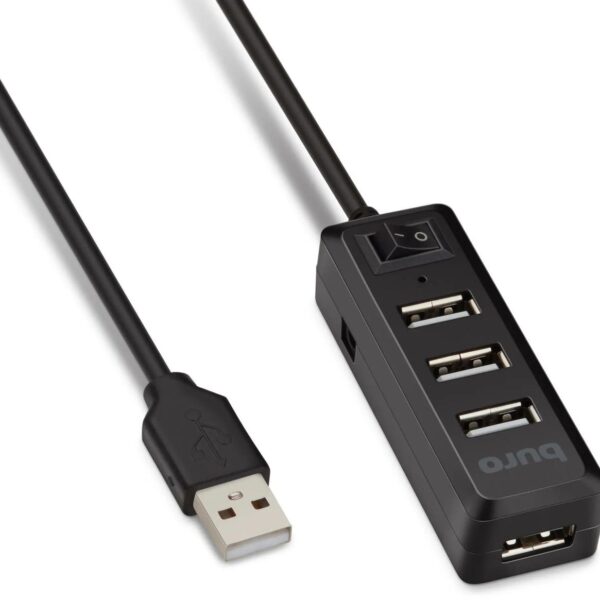 Buro BU-HUB4-0.5L-U2.0 4порт. черный Разветвитель USB 2.0