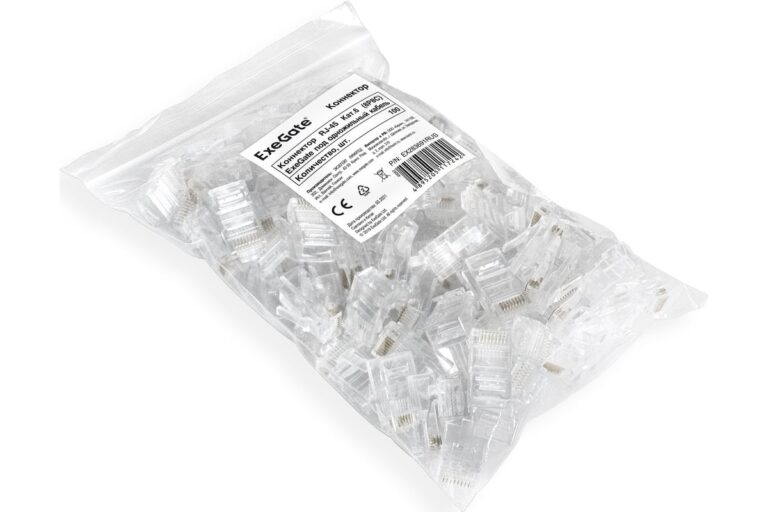 Коннектор RJ-45 Exegate EX283691RUS Кат.6 (8P8C) под одножильный кабель (100шт)