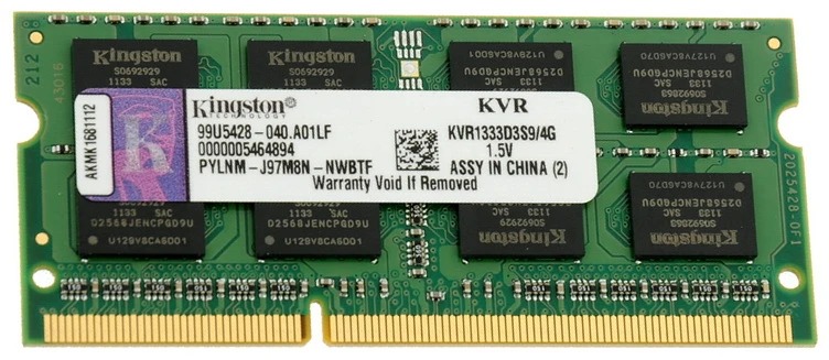 Kingston ValueRAM, DDR3, 4GB (1x4 GB), 1333 MHz, CL9, SO-DIMM Оперативная память