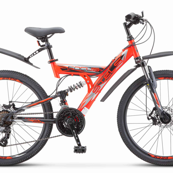 STELS Focus MD 24" 18-sp V010 (м), LU098194*LU091325 * 16" Красный/чёрный 2022 Велосипед